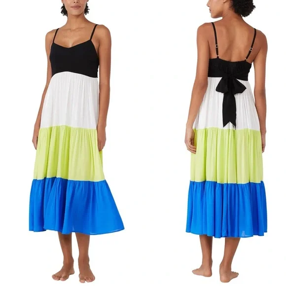 NWT Kate Spade New York Bow Solids Tiered Midi Dress Sz S - Picture 1 of 8